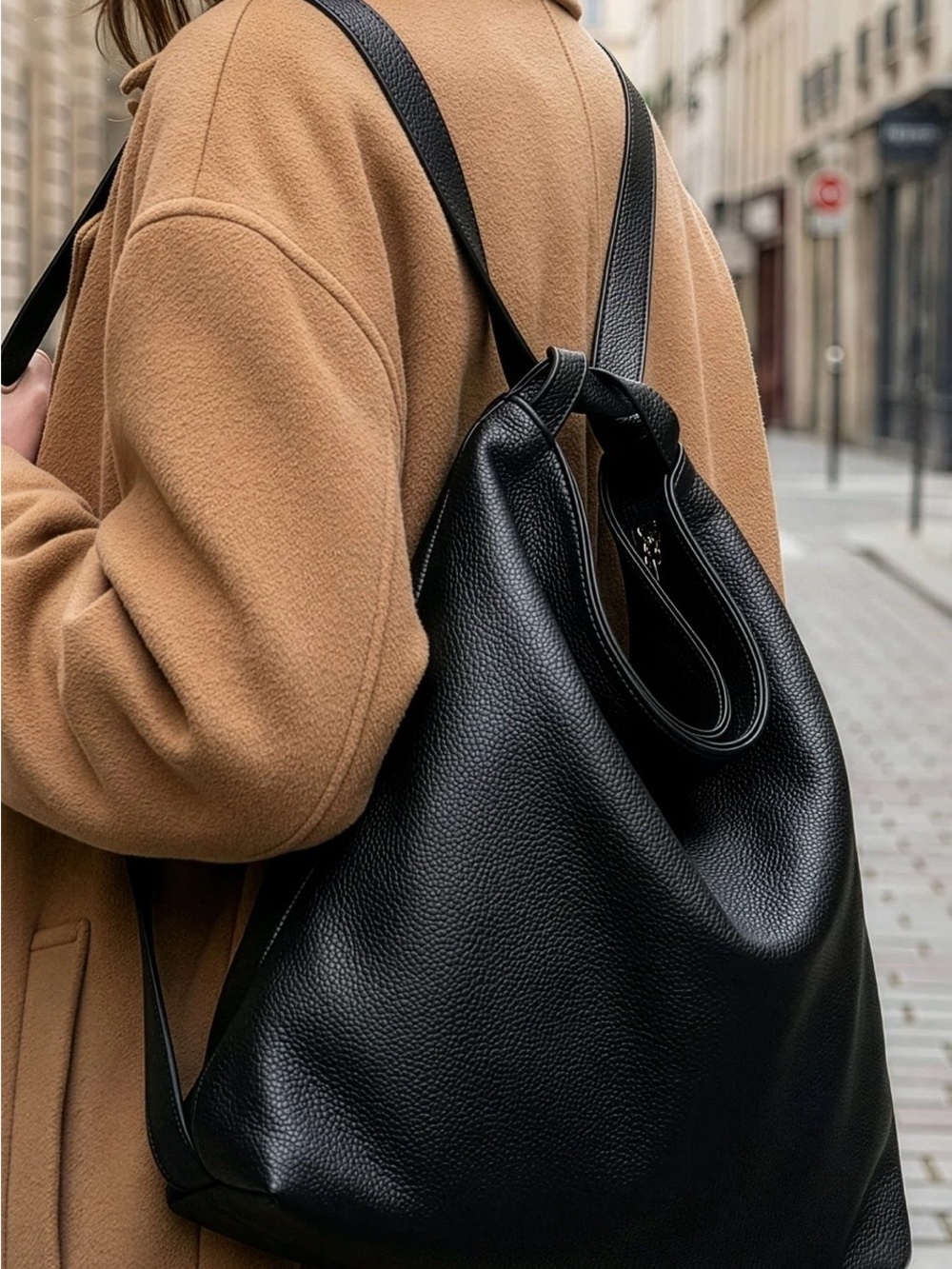 Vellatini Black Leather Hobo Bag with Comfortable Shoulder Straps